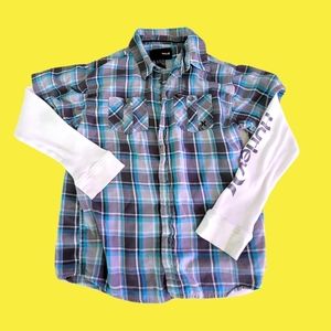 Boys large hurley long sleeve plaid tee